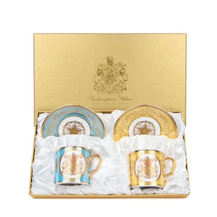 Royal Collection Shop Special Edition Lustre Turquoise And Yellow Coffee Cup And Saucer* Cups & Saucers